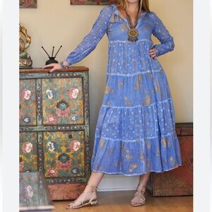 Dolma Pamo Tiered Maxi Dress in blue Large